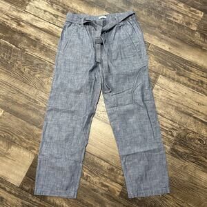 Gap Blue Chambray Belted Pull on Lounge resort wear pants cropped cotton small s